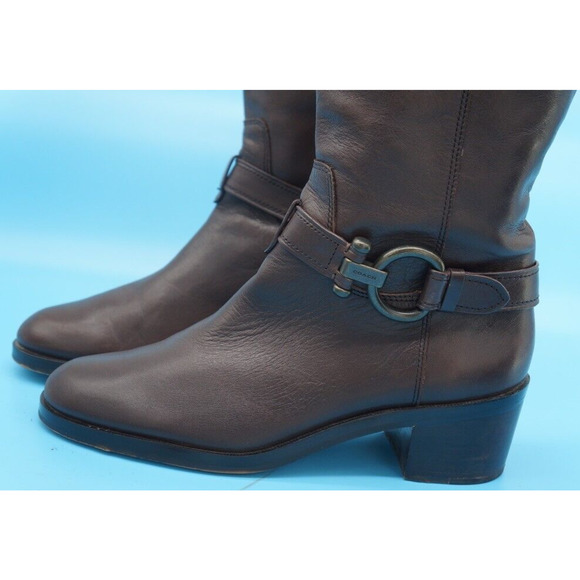 Coach Carolina Extended Wide calf Brown Knee High Riding Tall Boots Sz 10B - Picture 4 of 12